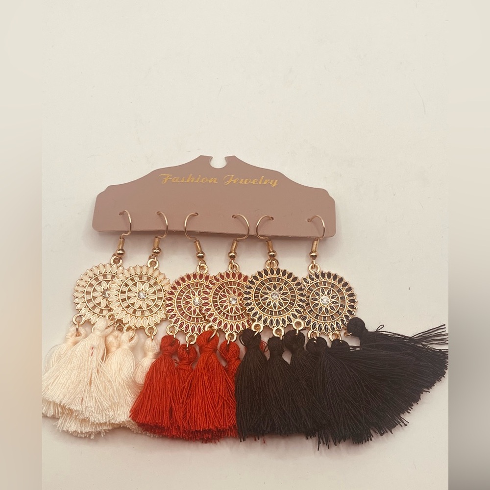 Set earrings for women bohemian design 3 pairs - Picture 3 of 3